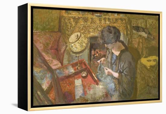 The Small Drawing-Room: Mme Hessel at Her Sewing Table, 1917-Edouard Vuillard-Framed Premier Image Canvas