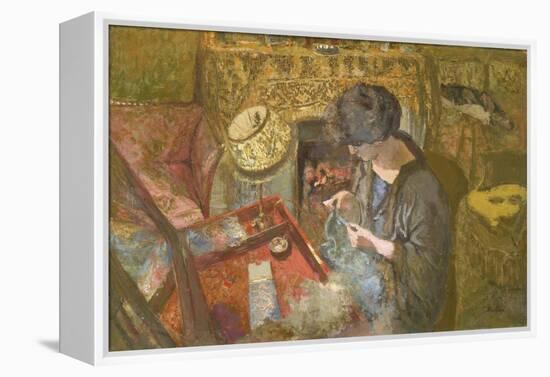 The Small Drawing-Room: Mme Hessel at Her Sewing Table, 1917-Edouard Vuillard-Framed Premier Image Canvas