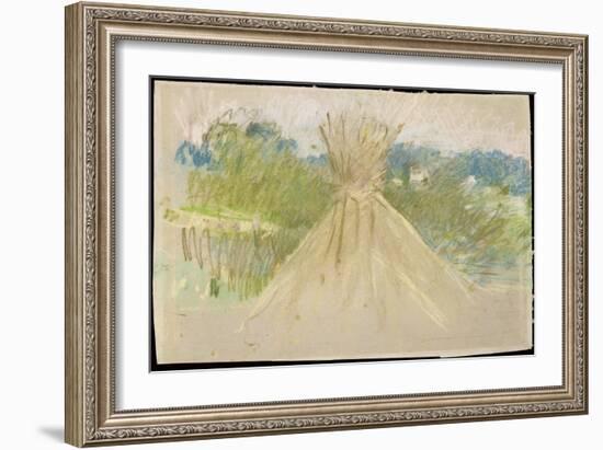 The Small Haystack, 1882 (Pastel on Paper)-Berthe Morisot-Framed Giclee Print