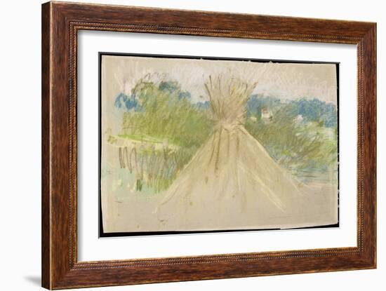 The Small Haystack, 1882 (Pastel on Paper)-Berthe Morisot-Framed Giclee Print