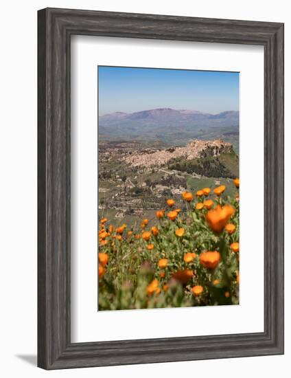 The Small Hill Town of Calascibetta Seen from Enna, Sicily, Italy, Europe-Martin Child-Framed Photographic Print