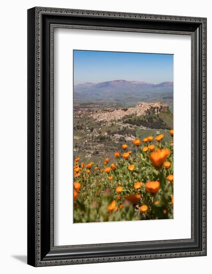 The Small Hill Town of Calascibetta Seen from Enna, Sicily, Italy, Europe-Martin Child-Framed Photographic Print
