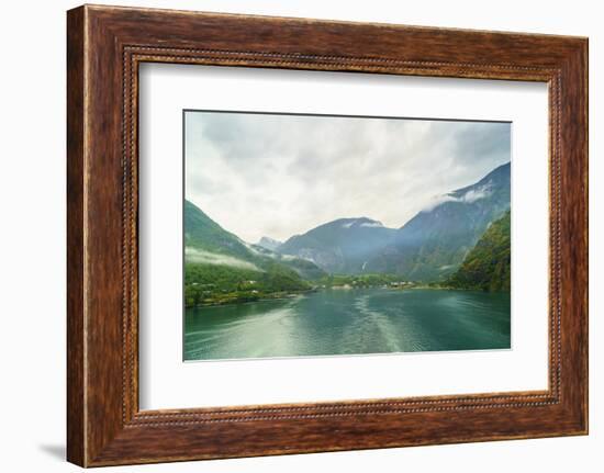 The Small Town of Flam Situated at the Innermost Part of Aurlandsfjord, Departs from Here-Amanda Hall-Framed Photographic Print