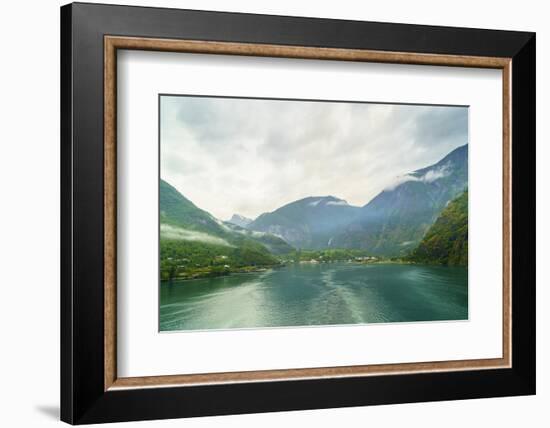 The Small Town of Flam Situated at the Innermost Part of Aurlandsfjord, Departs from Here-Amanda Hall-Framed Photographic Print