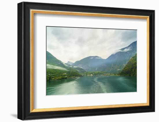 The Small Town of Flam Situated at the Innermost Part of Aurlandsfjord, Departs from Here-Amanda Hall-Framed Photographic Print