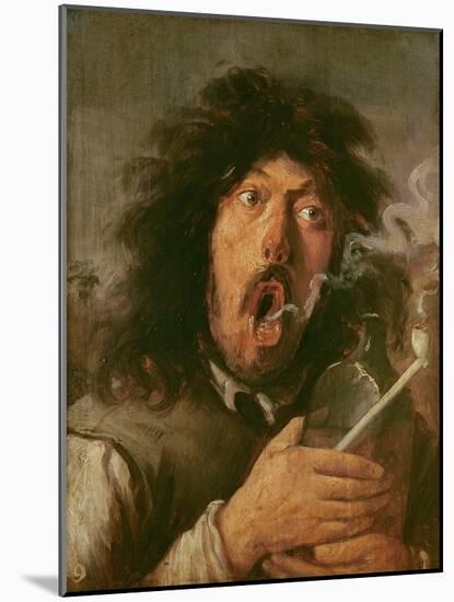 The Smoker (Oil on Panel)-Joos Van Craesbeeck-Mounted Giclee Print