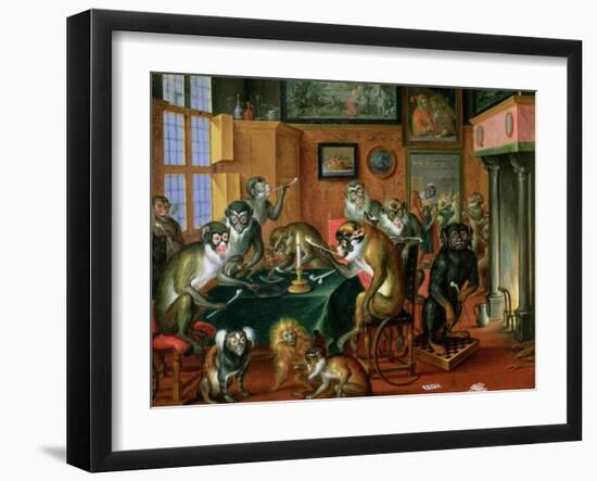 The Smoking Room with Monkeys-Abraham Teniers-Framed Giclee Print