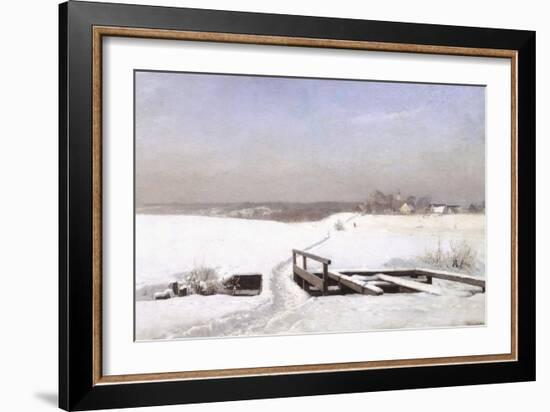 The Snow Covered Bridge-Anders Andersen-Lundby-Framed Giclee Print