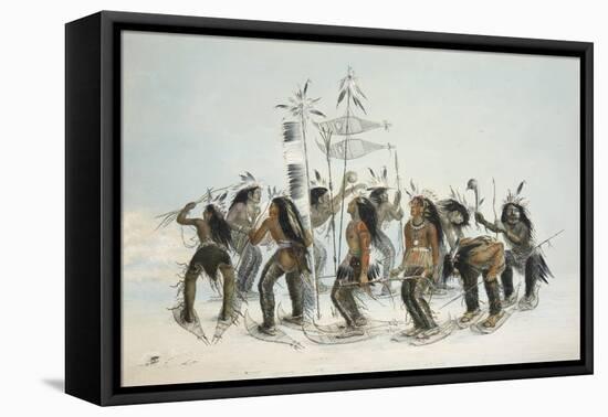 The Snow Shoe Dance,From Catlin's North American Indian Portfolio. Hunting Scenes and Amusements Of-George Catlin-Framed Premier Image Canvas