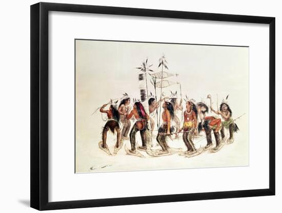 The Snow-Shoe Dance: to Thank the Great Spirit For the First Appearance of Snow-George Catlin-Framed Giclee Print