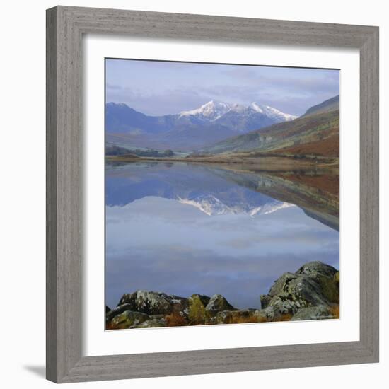 The Snowdon Range from Capel Curig Across Llynnau Mymbr, Snowdonia National Park, North Wales, UK-Roy Rainford-Framed Photographic Print