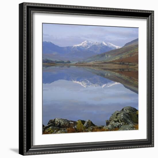 The Snowdon Range from Capel Curig Across Llynnau Mymbr, Snowdonia National Park, North Wales, UK-Roy Rainford-Framed Photographic Print