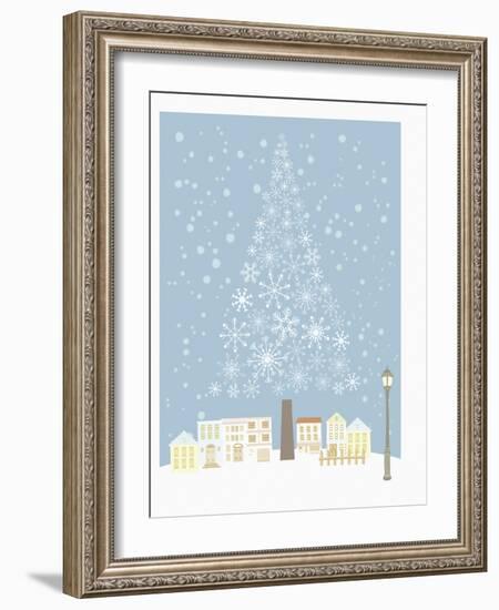 The Snowflake Tree and Town-null-Framed Giclee Print