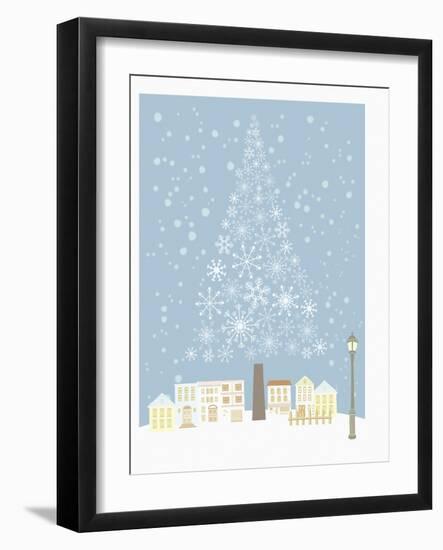 The Snowflake Tree and Town-null-Framed Giclee Print