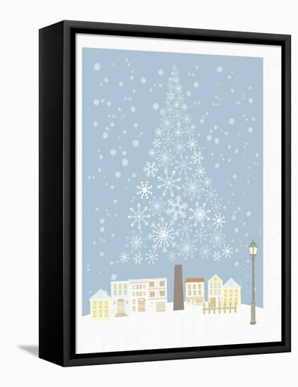 The Snowflake Tree and Town-null-Framed Premier Image Canvas