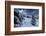 The snowy peak of Sass De Putia frames the wooden hut and woods at dawn, Passo Delle Erbe, Funes Va-Roberto Moiola-Framed Photographic Print