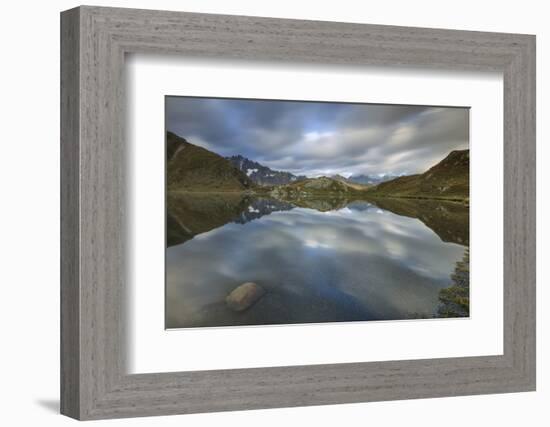 The Snowy Peaks are Reflected in Fenetre Lakes at Dawn, Aosta Valley-Roberto Moiola-Framed Photographic Print