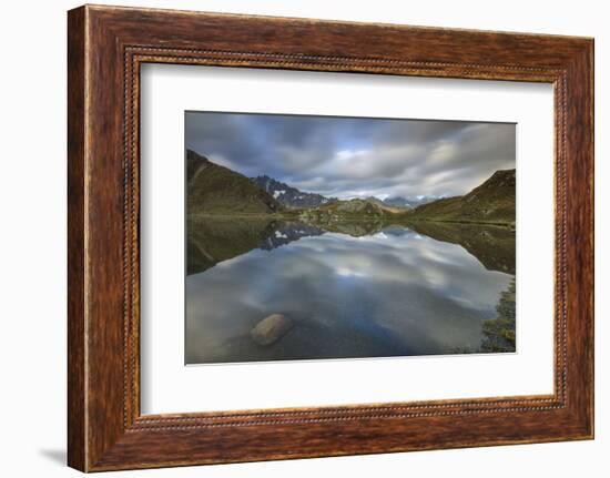 The Snowy Peaks are Reflected in Fenetre Lakes at Dawn, Aosta Valley-Roberto Moiola-Framed Photographic Print