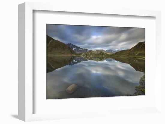 The Snowy Peaks are Reflected in Fenetre Lakes at Dawn, Aosta Valley-Roberto Moiola-Framed Photographic Print