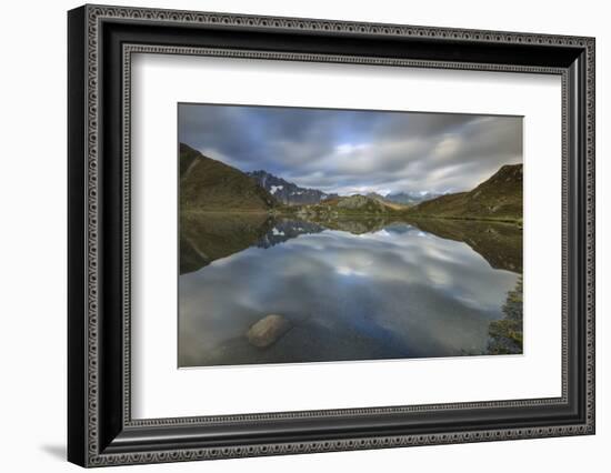 The Snowy Peaks are Reflected in Fenetre Lakes at Dawn, Aosta Valley-Roberto Moiola-Framed Photographic Print