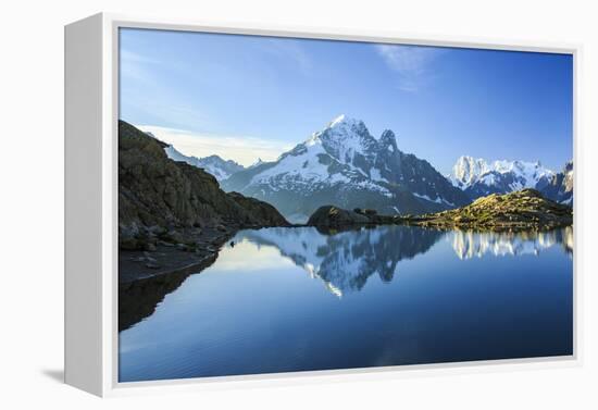 The Snowy Peaks of Mont Blanc are Reflected in the Blue Water of Lac Blanc at Dawn, France-Roberto Moiola-Framed Premier Image Canvas