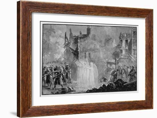 The So-Called "Angels of Mons" Halt the German Advance at Mons Belgium-Alfred Pearse-Framed Art Print