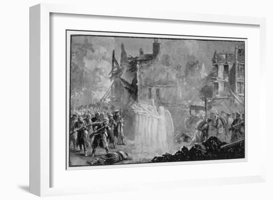 The So-Called "Angels of Mons" Halt the German Advance at Mons Belgium-Alfred Pearse-Framed Art Print