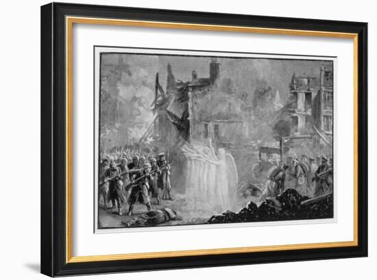 The So-Called "Angels of Mons" Halt the German Advance at Mons Belgium-Alfred Pearse-Framed Art Print