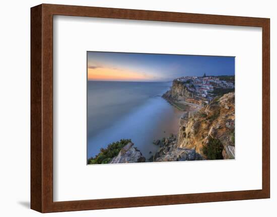 The Soft Colors of Twilight Frame the Ocean and the Village of Azenhas Do Mar, Sintra, Portugal-Roberto Moiola-Framed Photographic Print