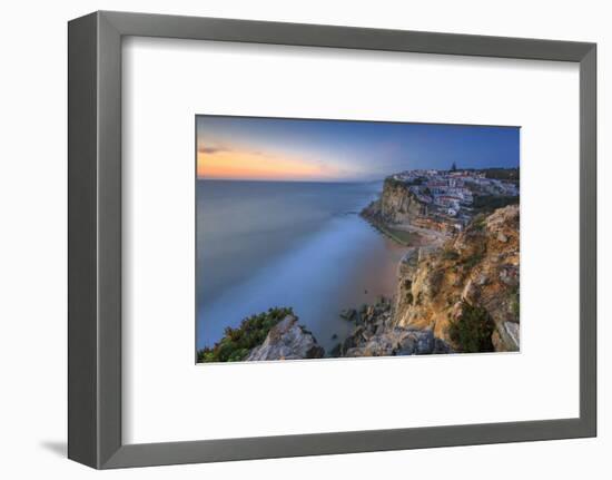 The Soft Colors of Twilight Frame the Ocean and the Village of Azenhas Do Mar, Sintra, Portugal-Roberto Moiola-Framed Photographic Print