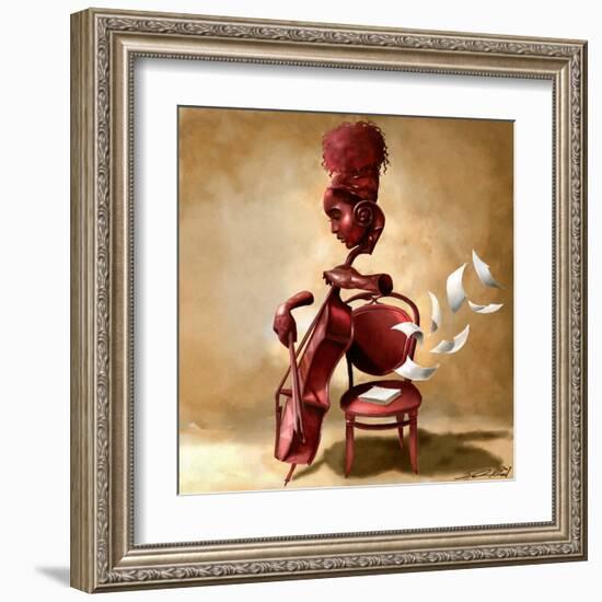 The Solo Cellist-Salaam Muhammad-Framed Art Print