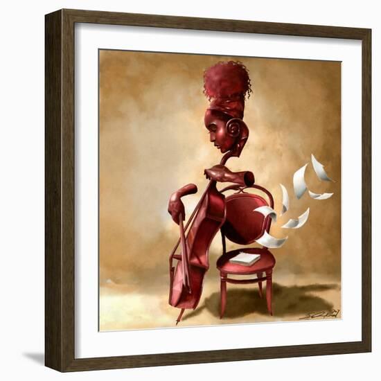 The Solo Cellist-Salaam Muhammad-Framed Art Print