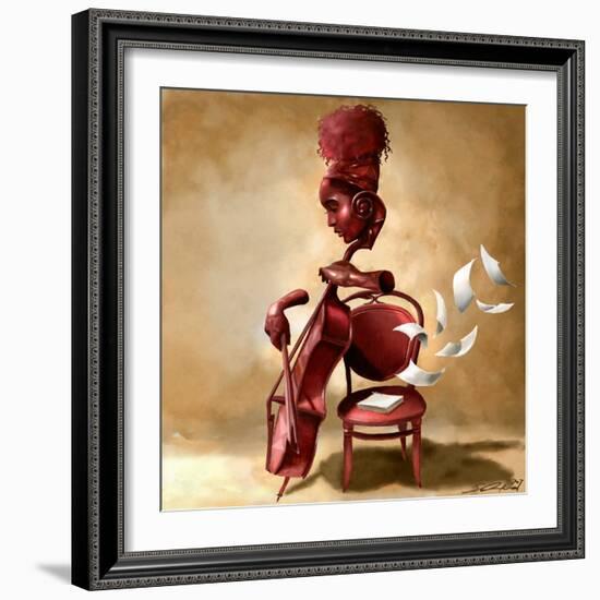 The Solo Cellist-Salaam Muhammad-Framed Art Print