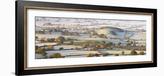 The Somerset Levels Covered in Morning Frost, Westbury-Sub-Mendip, Somerset-Adam Burton-Framed Photographic Print