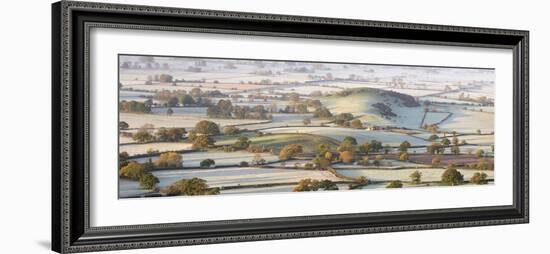 The Somerset Levels Covered in Morning Frost, Westbury-Sub-Mendip, Somerset-Adam Burton-Framed Photographic Print