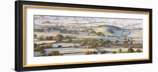 The Somerset Levels Covered in Morning Frost, Westbury-Sub-Mendip, Somerset-Adam Burton-Framed Photographic Print