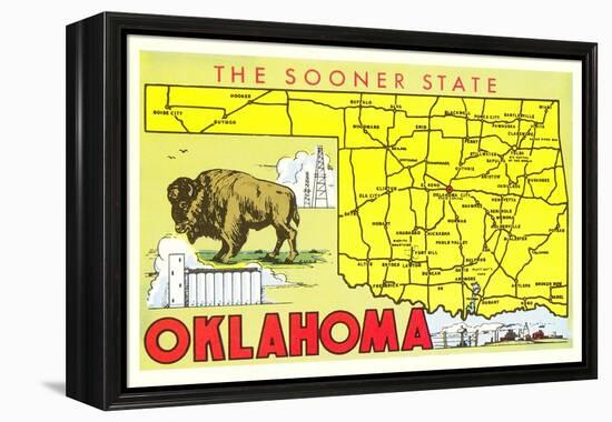 The Sooner State, Oklahoma, Map-null-Framed Stretched Canvas