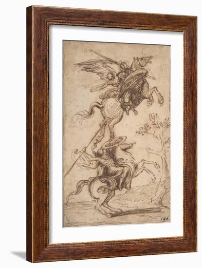 The Sorcerer Atlante Abducting Pinabello's Lady (Ariosto, Orlando Furioso, Canto Ii, 38), C.1635-38-Nicolas Poussin-Framed Giclee Print