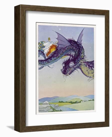 The Sorceress Medea Flies Through the Greek Airspace in Her Serpent-Powered Chariot-Virginia Frances Sterrett-Framed Photographic Print