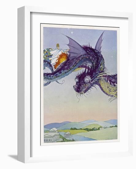 The Sorceress Medea Flies Through the Greek Airspace in Her Serpent-Powered Chariot-Virginia Frances Sterrett-Framed Photographic Print