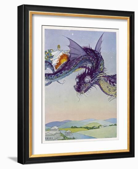 The Sorceress Medea Flies Through the Greek Airspace in Her Serpent-Powered Chariot-Virginia Frances Sterrett-Framed Photographic Print