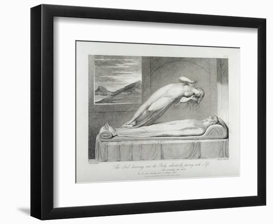 The Soul Hovering over the Body Reluctantly Parting with Life, Pl.7-William Blake-Framed Giclee Print