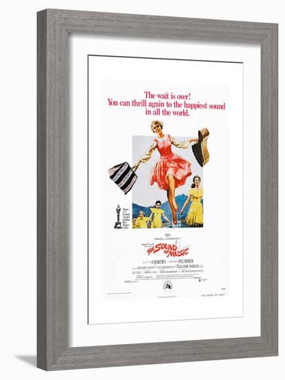 The Sound of Music, Center: Julie Andrews on 1973 Poster Art, 1965-null-Framed Giclee Print