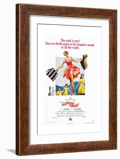 The Sound of Music, Center: Julie Andrews on 1973 Poster Art, 1965-null-Framed Giclee Print