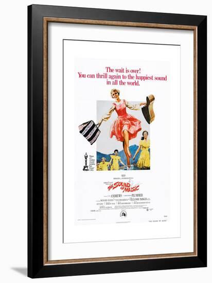 The Sound of Music, Center: Julie Andrews on 1973 Poster Art, 1965-null-Framed Giclee Print