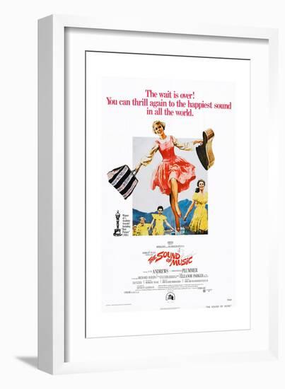 The Sound of Music, Center: Julie Andrews on 1973 Poster Art, 1965-null-Framed Giclee Print