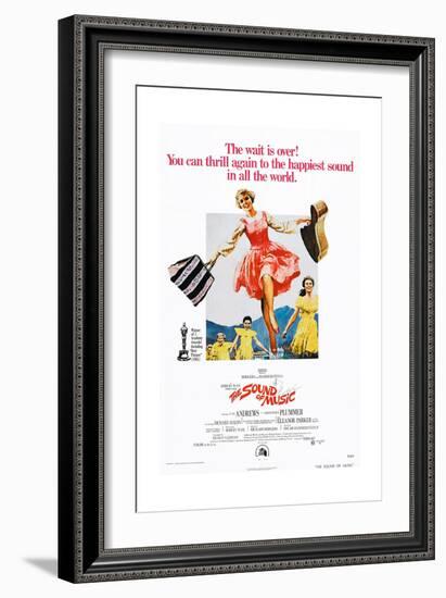 The Sound of Music, Center: Julie Andrews on 1973 Poster Art, 1965-null-Framed Giclee Print