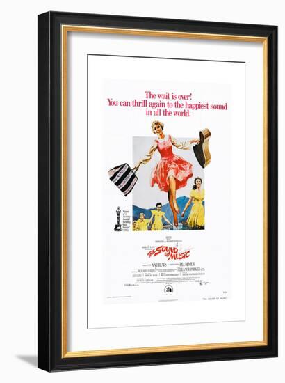 The Sound of Music, Center: Julie Andrews on 1973 Poster Art, 1965-null-Framed Giclee Print