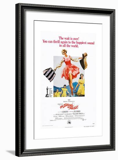 The Sound of Music, Center: Julie Andrews on 1973 Poster Art, 1965-null-Framed Giclee Print