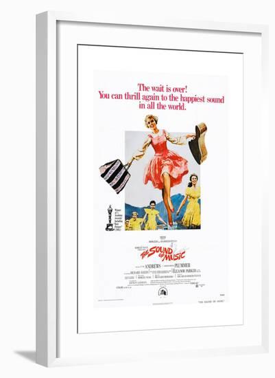 The Sound of Music, Center: Julie Andrews on 1973 Poster Art, 1965-null-Framed Giclee Print